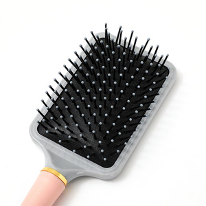 Peigne carré rose avec anneau central doré, grand peigne de massage pour cheveux, pour volumiser, lisser et démêler, usage domestique - Product Image 2