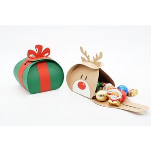 Christmas Reindeer <b>Treat</b> <b>Boxes</b> with Bow Holiday Party Favor Candy Cookie Gift <b>Boxes</b> for Kids - Product Image 4