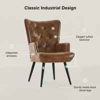 Fauteuil d'appoint Sherpa de style Mid-Century Modern avec housse amovible - Fauteuil confortable pour la détente, les invités, la maison ou le bureau