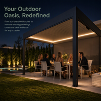 Pergola motorisée économique en aluminium avec protection UV UPF 50+ pour espaces de réception et de négociation commerciaux en extérieur