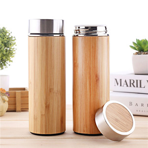US Stock Bamboo Thermos Flask with Tea Infuser Stainless Steel Vacuum Insulated Water Bottle Free Shipping USA <strong>Eco</strong> <strong>Gift</strong> - Product Image 1