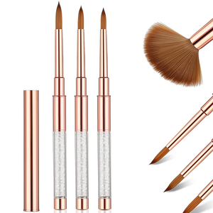 Pinceau à ongles en acrylique avec manche en métal doré et cristaux, 100% poils de Kolinsky purs, pour poudre acrylique et liquide, manucure en salon - Product Image 5
