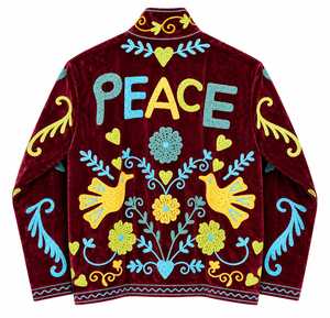 Luxury Burgundy <b>Velvet</b> Embroidery Solid <b>Women</b> Handmade Bomber <b>Jacket</b> Breathable Quick-Dry Cotton Lining V-neck Thick Winter Long - Product Image 2