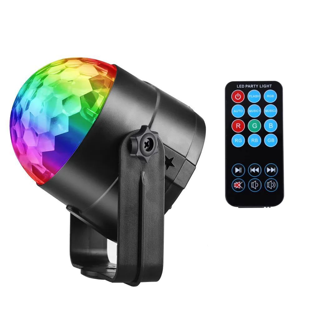 ไฟมินิ RGB LED ลูกบอลคริสตัลมหัศจรรย์สำหรับเวทีดิสโก้ไฟเอฟเฟกต์การควบคุมระยะไกลไฟคลับปาร์ตี้