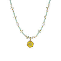 Collier à pendentif rose vert pour femme TANGPEI, en acier inoxydable et acrylique, bijoux tendance