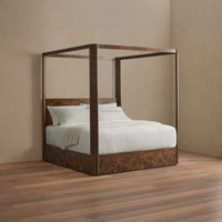 Ensemble de meubles de chambre à coucher Mappa Burl, lit à baldaquin et commode artisanaux, pour aménagement intérieur de villa de luxe, pièce maîtresse essentielle