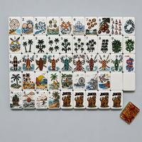 Ensemble de Mahjong Américain de Luxe Classique Moderne, 160 Pièces, Tuiles Acryliques à 4 Couches, Motif Artistique Chien de Surf Côtier, Durable et Portable