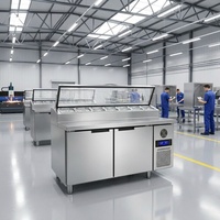 Table de préparation de salades commerciale à 2 portes en acier inoxydable 304, réfrigérateur sous comptoir, refroidissement par air, contrôle numérique de la température