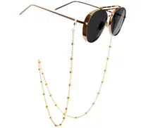 Cadena con cuentas doradas para gafas de lectura, cordones para gafas de sol, soporte de correa, retenedor de gafas, cordones de Color permanente para niñas
