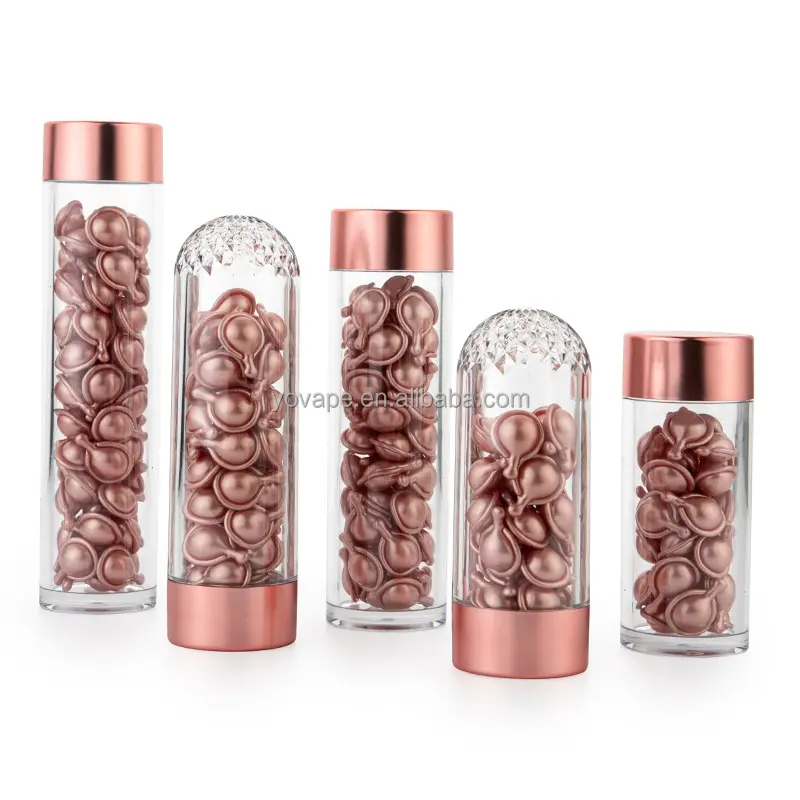 2023 New arrival Food Grade laboratory 50ml 55ml 75ml 80ml 100ml Lab Plastic Thick Clear Tube for capsule With rose gold cap