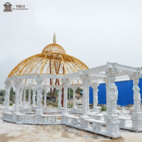 Gazebo en marbre personnalisé pour l'extérieur, rectangulaire, style grec Caryatid, colonnade classique, pavillon de jardin en pierre, fabricant OEM, vente en gros