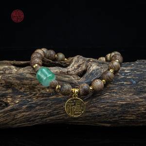 Natural Water-Sinking Oud Agarwood Bracelet 6mm Rare Mixed <b>Jade</b> and Gold Charm Luxury <b>Jewelry</b> - Product Image 4