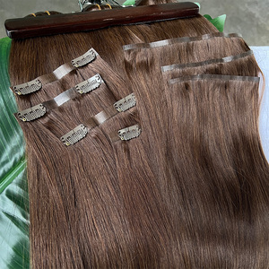 Colore #4 molletta dritta marrone <span class=keywords><strong>scuro</strong></span> in Remy extension di <span class=keywords><strong>capelli</strong></span> umani retamese crudo <span class=keywords><strong>naturale</strong></span> Clip in extension dei <span class=keywords><strong>capelli</strong></span> 100 <span class=keywords><strong>capelli</strong></span> umani - Product Image 1