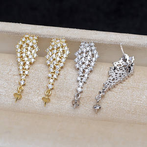 Pendientes de Plata S925 con Borla y Perla de 8-13 mm, Accesorios de Bricolaje para Mujer, Fornituras de Joyería Personalizables-4353 - Product Image 1