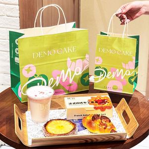 Sac fourre-tout écologique pour pâtisserie avec logo personnalisé et impression offset pour gâteaux, pains, desserts, pizzas, sushis - Sac de courses en papier kraft - Product Image 1