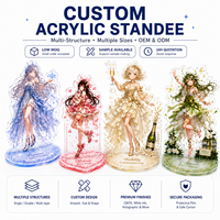 Figurine d'Anime en Acrylique avec Base à Emplacement Unique, Dôme en Résine Époxy et Feuille d'Or – Échantillon Disponible pour Décoration de Chambre, Plaque en Mica