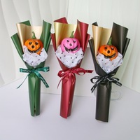 Meilleure vente transfrontalière : Décoration de bouquet de citrouilles souriantes réalistes à tige unique, thème Halloween, Noël, Pâques, style poupée bulle