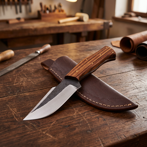 Couteau de chasse à lame fixe en acier 1095 forgé à la main, tranchant comme un rasoir, manche en bois de rose, couteau de survie moderne pour le camping, OEM - Product Image 2