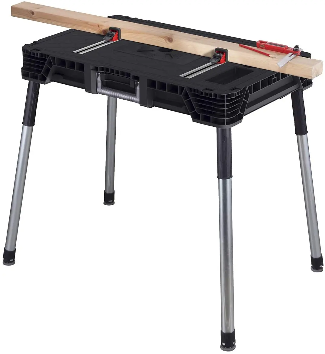 Portable Work Bench and Miter Saw Table for Woodworking Tools and Accessories with Included Wood Clamps Removable Table Legs