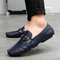 Mocassins en cuir véritable pour hommes, chaussures de conduite souples et confortables avec Logo personnalisé, vente en gros