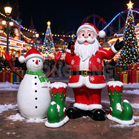 Ensemble de décorations de Noël extérieures résistantes aux intempéries en fibre de verre : Statues en résine de Père Noël, Bonhomme de neige et bottes d'elfe pour l'aménagement de jardin en période des fêtes