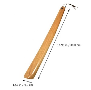 Cuerno de zapato de madera profesional, cuerno de zapato de madera de haya y cuernos de zapato de mango largo con correa de cuero - Product Image 2
