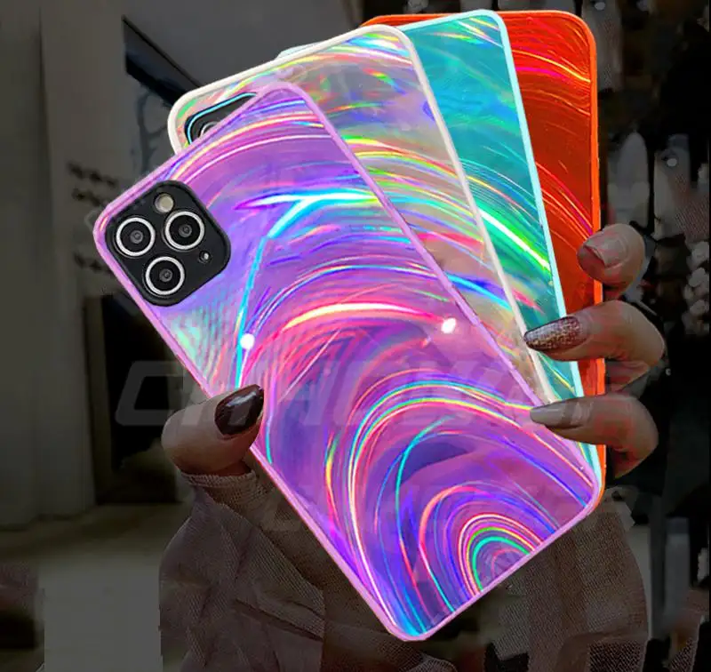 3D Rainbow Glitter Laser Phone Case For iPhone 12 11 Pro Max 12 Mini X XR XS Max 7 8 6 6s Plus SE 2020 Silicone Phone Cover