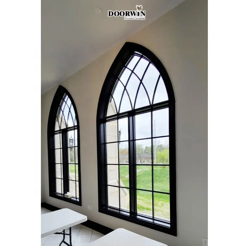 Doorwin American Style Aluminium Wood Composite Frame Window Residential Double Safe Glass Crank Open Out Swing Window