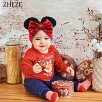 Serre-tête Turban Doux pour Bébé avec Oreilles de Minnie Adorables, Nœud Pailleté Couleur Bonbon, Oreilles de Souris Moelleuses, en Nylon, pour Nouveau-né Fille