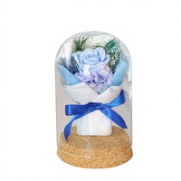 Bouquets de fleurs éternelles populaires dans un verre, roses éternelles dans un verre avec lumières LED, boîtes cadeaux