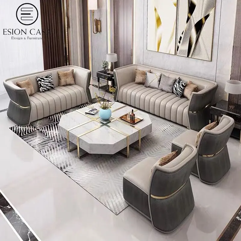 ESION CASA design upholstered sofas for home modern sectional couch luxury leather sofa set furniture italian living room sofas