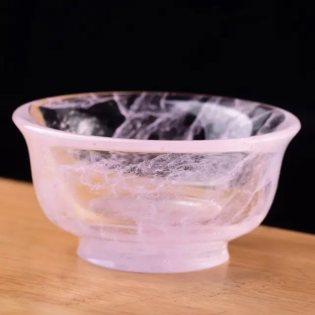 100% Natural White ClearとRose Crystal Quartz Jar、Drink Cup