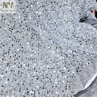 Tissu brodé Nanyee Textile de haute qualité, poids moyen, brillant, avec paillettes Lurex argentées, pour chaussures de mariage et décoration