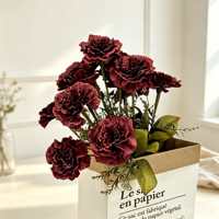 Bouquet de 13 œillets en soie faits main sur mesure, 48 cm, style européen, fleurs artificielles pour mariage et décoration intérieure, arrangements personnalisés