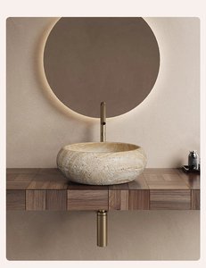 Lavabo Ovale in Pietra Naturale Stile Wabi-sabi, Piano d'Appoggio Artistico per Hotel, Guesthouse e Sale Campione Creative - Product Image 4