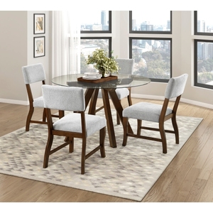 OE HOME Modern <b>Dining</b> Side <b>Chairs</b> Set 2 Durable Gray Chenille Fabric Upholstered Waterproof Adjustable Height Wooden Furniture - Product Image 1