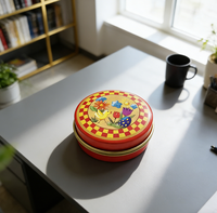 Boîte à pilules ronde et élégante JH, petite boîte à médicaments avec impression offset
