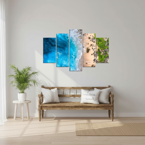 Elegant Art Deco Beach <b>Canvas</b> Prints Coastal Seascape <b>Wall</b> Decor SET of 5 PANEL PRINTS with HANGING FUNCTION - Product Image 3