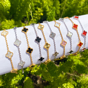 Set di Gioielli SPJ in Argento S925 con Madreperla Bianca, <span class=keywords><strong>Collana</strong></span>, Bracciale e Orecchini a Quadrifoglio, Produzione Diretta OEM ODM per Boutique - Product Image 2