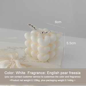 Venta caliente <span class=keywords><strong>precio</strong></span> de fábrica boda cumpleaños 3D <span class=keywords><strong>Rubik</strong></span> en forma de corazón burbuja vela perfumada hecha a mano vela perfumada Etiqueta Privada - Product Image 6