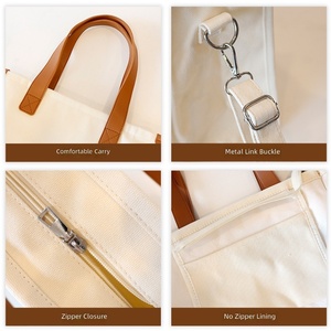 Bolsas de Lona Reutilizables Personalizables, Bolsas de Lona de Dos Tonos con Correa de Hombro Desmontable - Product Image 4