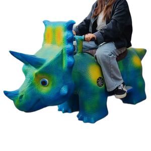 Machine d'arcade simulateur de course pour enfants, modèle carré, avec voiture dinosaure et équipement à batterie, pour divertissement - Product Image 1