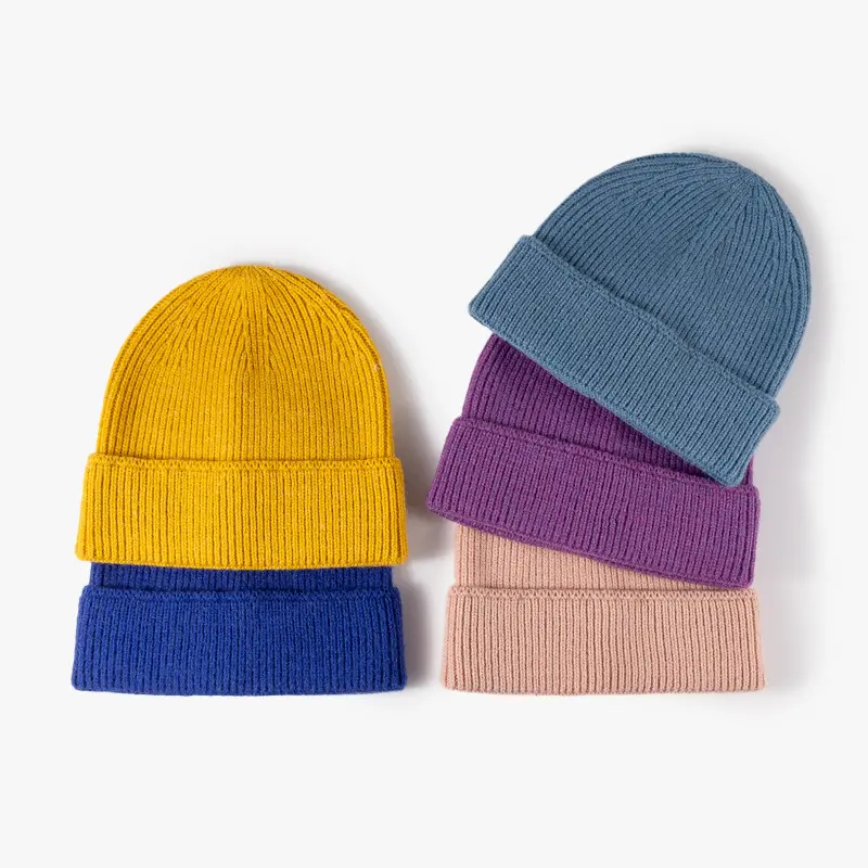 Cappelli invernali personalizzati in maglia con risvolto da ricamo berretti Unisex in tinta unita berretti invernali da uomo