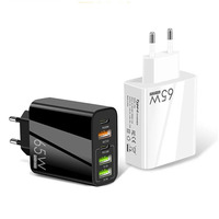 Adaptor Pengisian Cepat 65W PD QC3.0 Tipe C Pengisi Daya Dinding Cepat untuk Ponsel Ramah Perjalanan Perlindungan OTP
