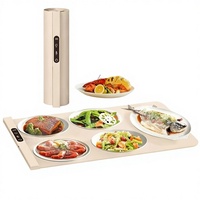Tapis chauffant multifonctionnel pliable en silicone pour table à manger, avec affichage numérique, pour réchauffer les plats chauds