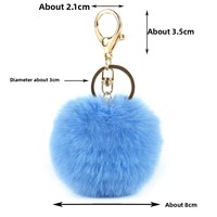 Künstlicher Faux-Rex-Kaninchenfell-Ballanhänger DIY Bunter Plüschball-Accessoire Metall-Schlüsselanhänger Taschenanhänger Karabinerverschluss Flachring