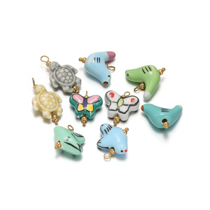 Colgante de gota floral de cerámica de encanto de porcelana azul y blanco chino para pendientes de colgante joyería que hace - Product Image 2