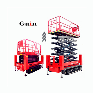 6M 8M 10m 350kg địa hình gồ ghề sử dụng theo dõi bánh xích thủy lực điện Scissor Lift 4x4 Máy phát điện mangan thép nâng bảng - Product Image 1