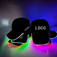 Gorra de Béisbol Luminosa con Cable EL LED Multicolor, 100% Poliéster, Logotipo Personalizado para Halloween, Carnaval, Fiesta Rave