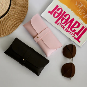 Étuis à lunettes en cuir minimalistes de style japonais et coréen, sacs de rangement portables pour lunettes de soleil, protection intégrée, en stock - Product Image 2